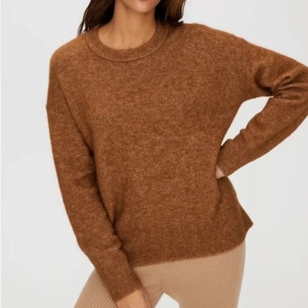 Aritzia The Group Babaton | Thurlow Sweater Alpaca Wool Blend in Capre Rust Fall